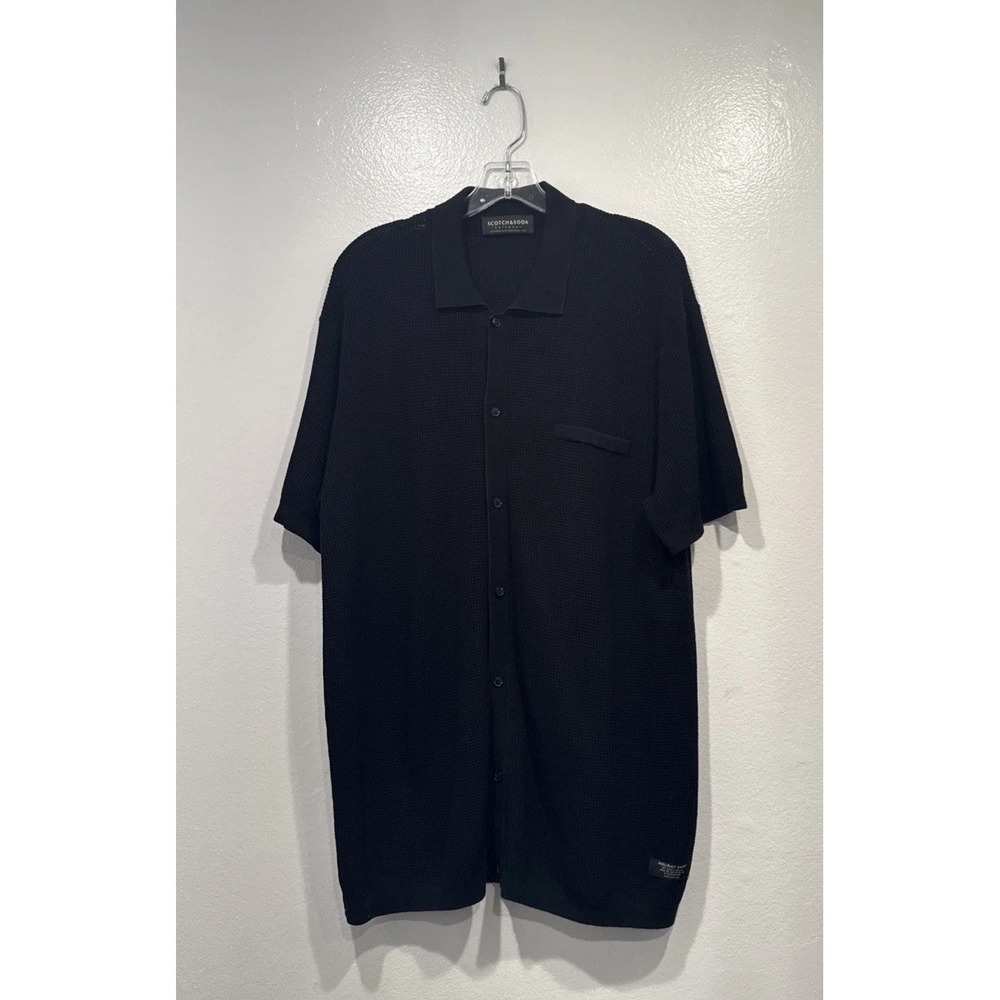 Scotch & Soda Knit Holiday Shirt Mens Size XL Black Classic Coastal Vacation